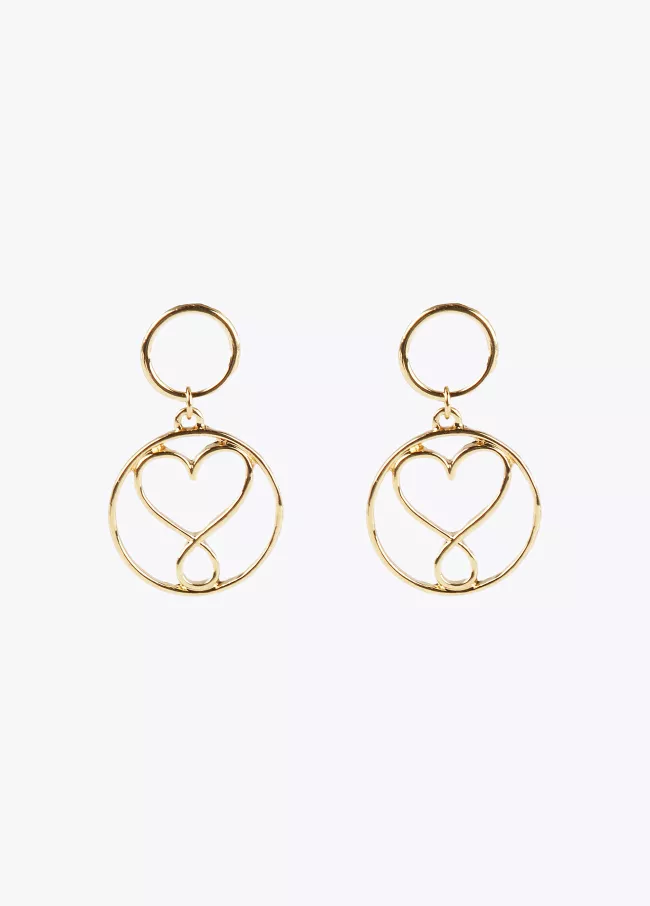 Circle earrings with infinity heart
