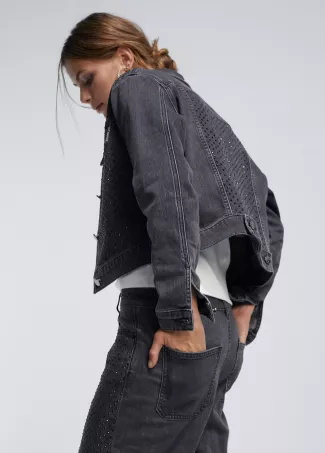 Denim jacket with diamanté detail