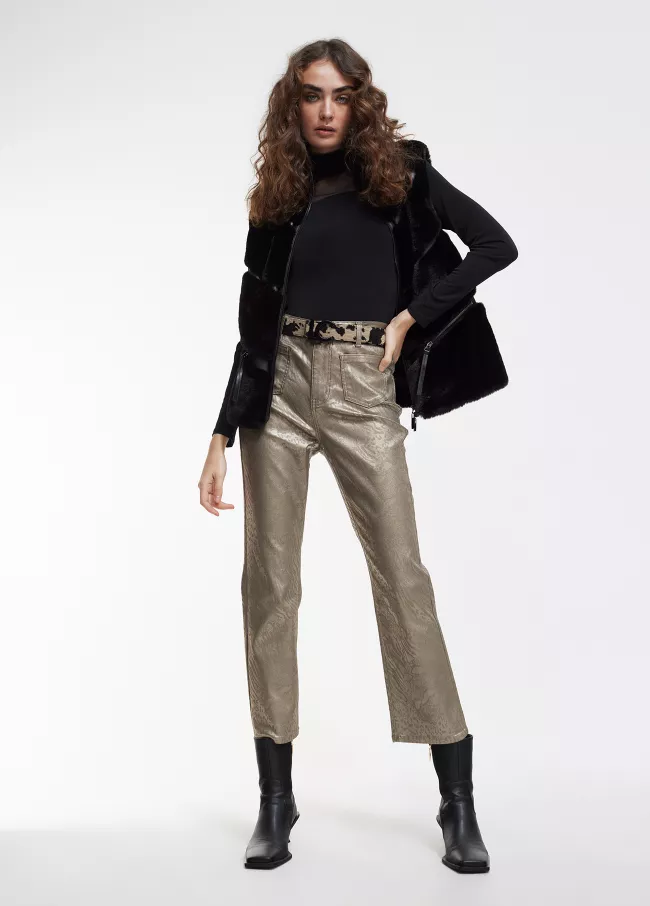 Cropped faux fur waistcoat