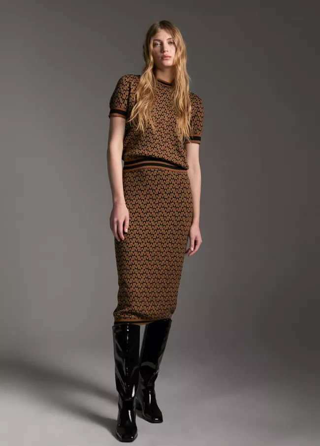 Two-tone monogram skirt