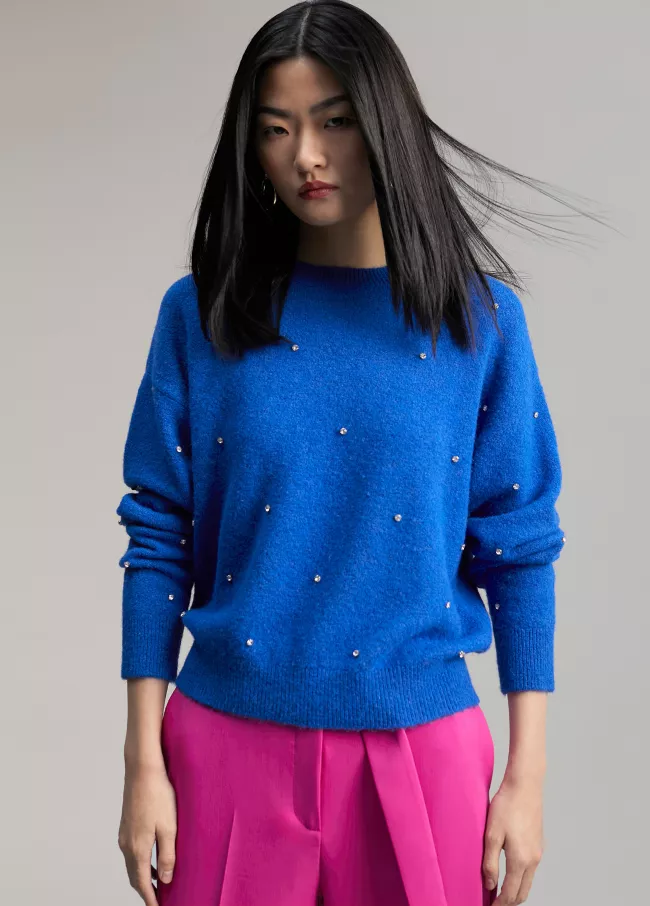Sweater with crystal details