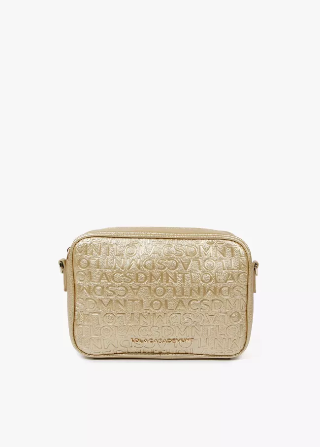 Monogrammed metallic crossbody bag