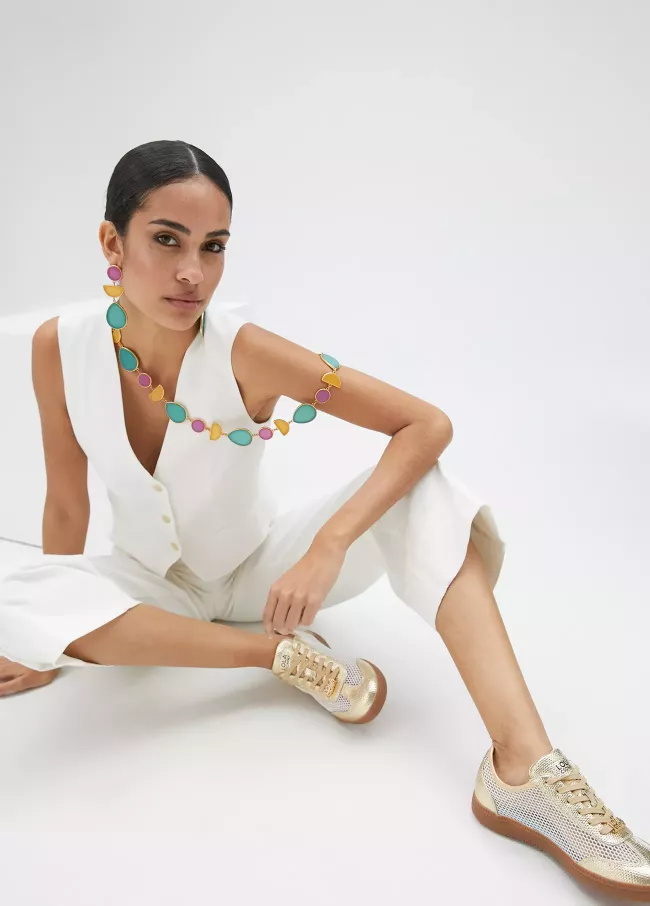 Necklace with colourful geometric pieces