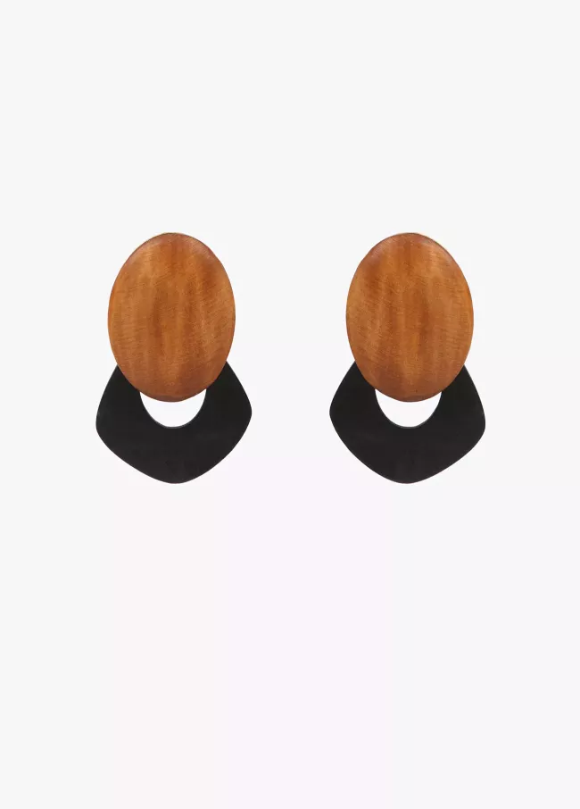 Two-tone wooden earrings