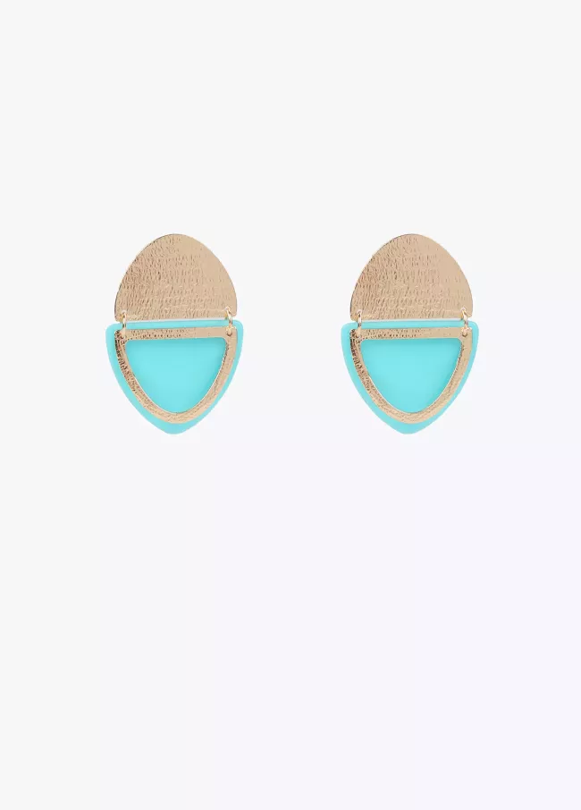 Earrings with double metal piece