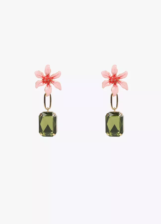 Rhinestone flower earrings