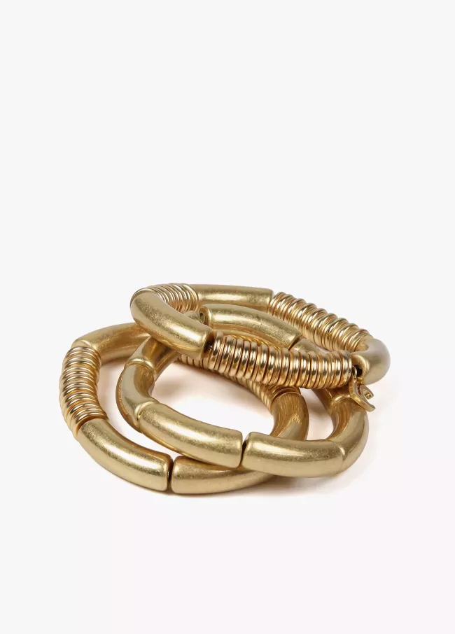 Pack pulseras dorado mate