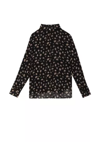Camisa negra de topos