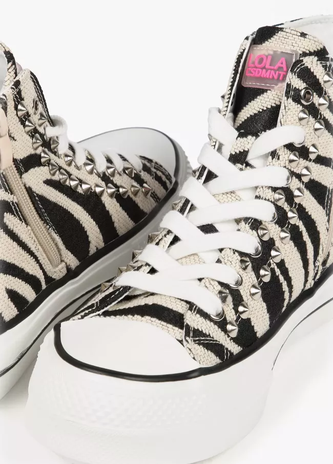 Zebra print high top trainers
