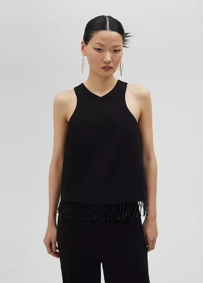 Top with fringing and rhinestones