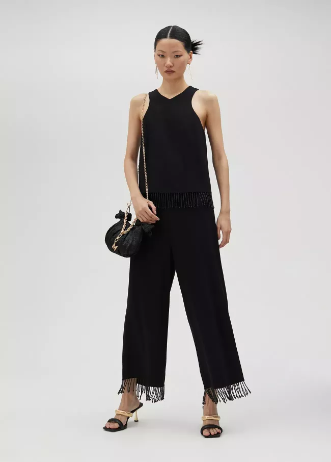 Top with fringing and rhinestones