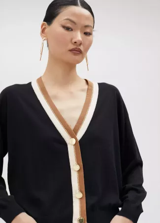 Basic contrast cardigan