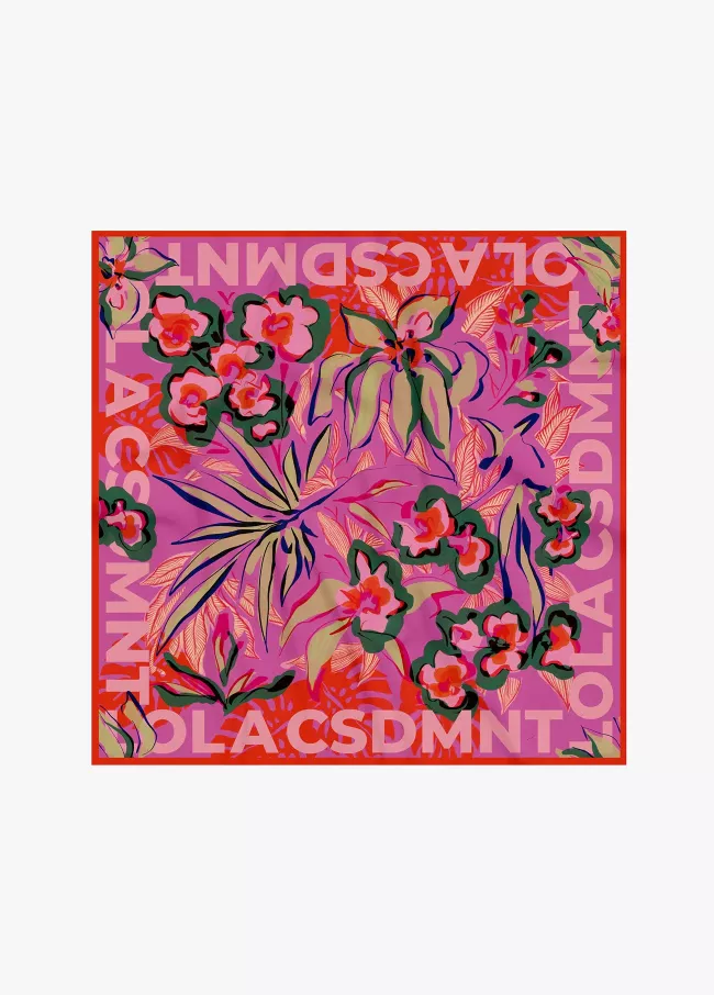 Tropical floral print satin pocket square