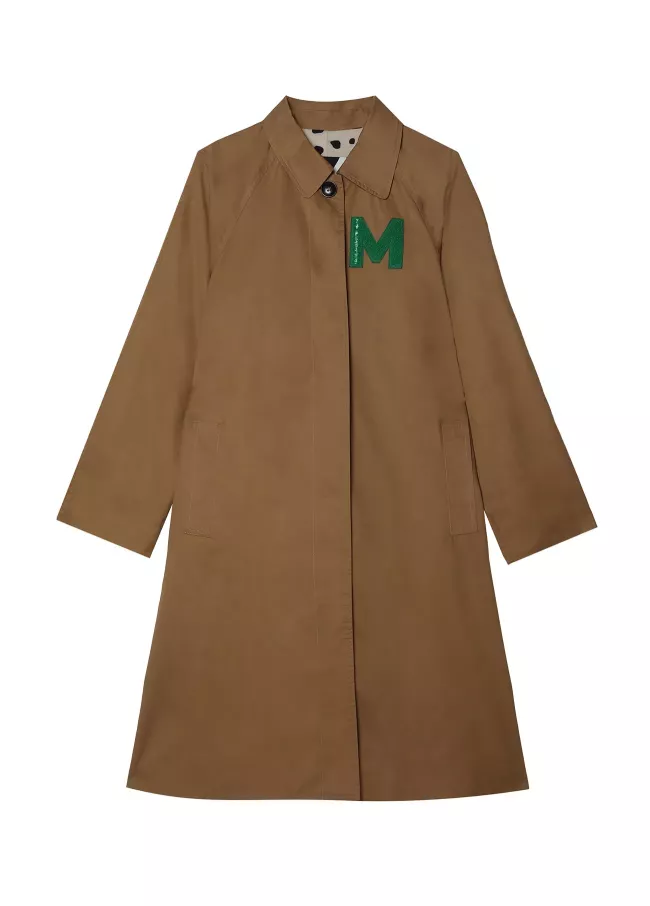 Beige trench coat with patch details