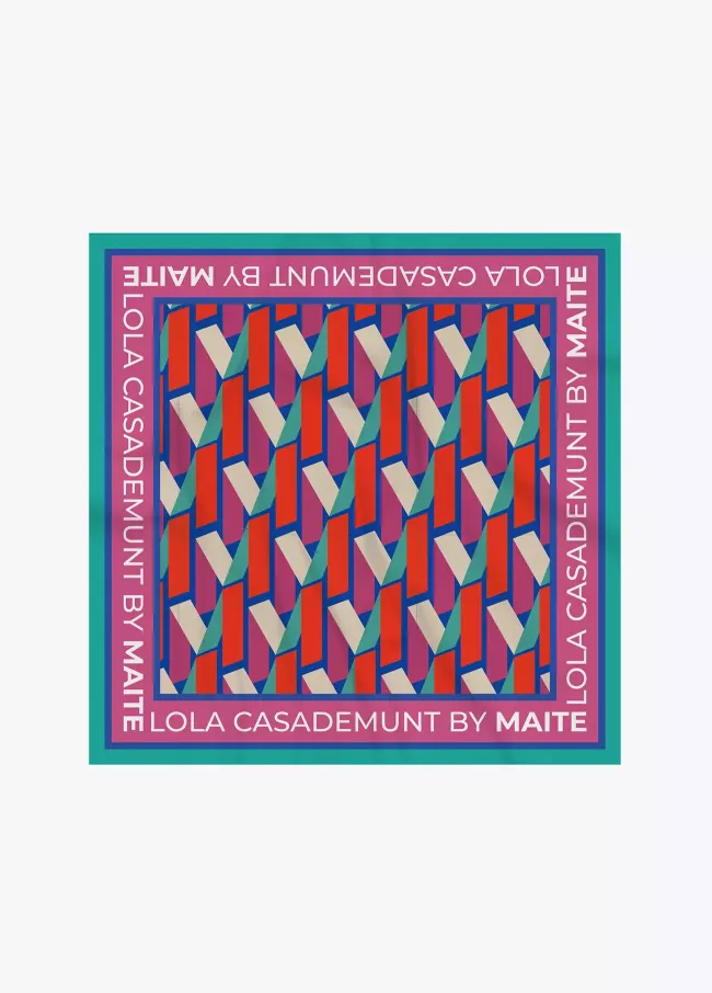 Geometric print satin scarf