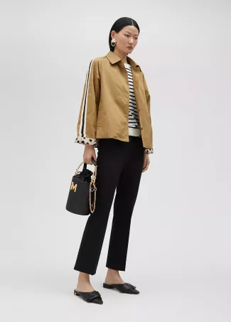 Short camel trench coat