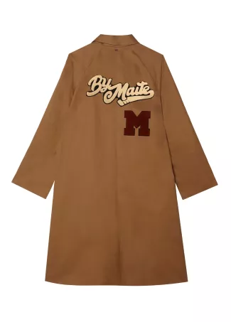 Beige trench coat with patch details