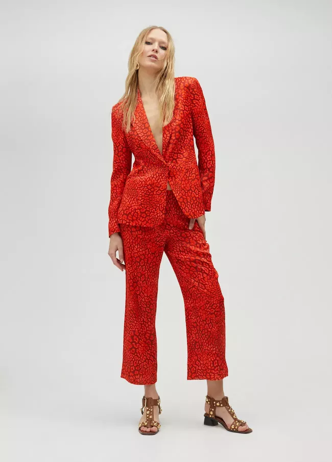 Animal print straight trousers