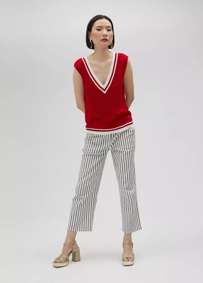 Two-tone knit top