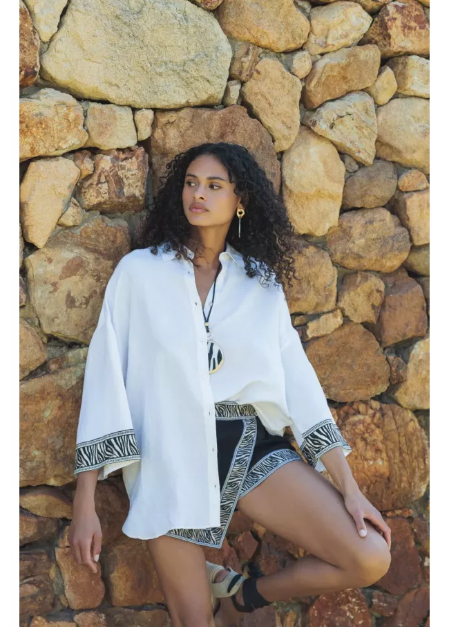 Linen shirt with border