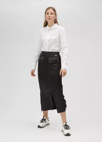 Studded satin skirt