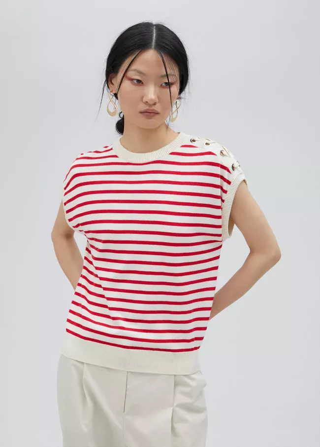 Top de rayas detalle eyelets