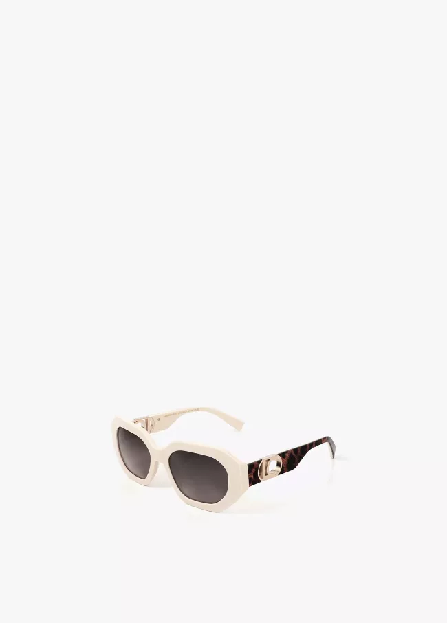 Gafa exagonal interior animal print de acetato...