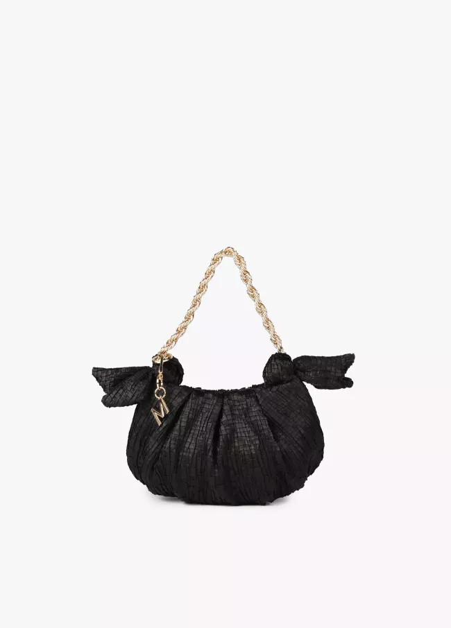 Mini bolso satinado con lazos laterales