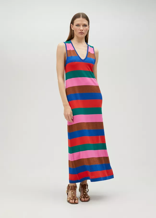 Vestido midi de rayas