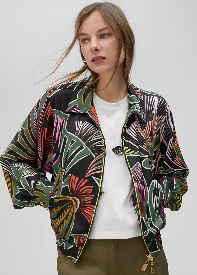Chaqueta Bomber estampada