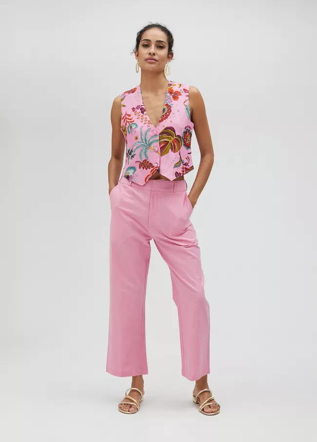 Pantalón coulotte rosa