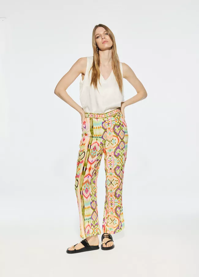 Printed silk culottes