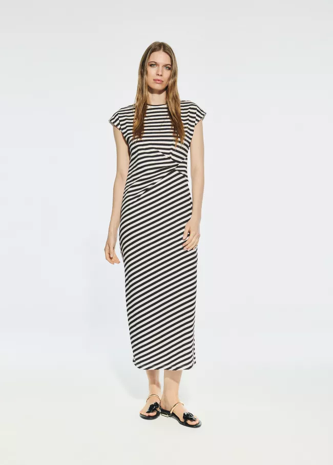 Vestido punto rayas con nudo