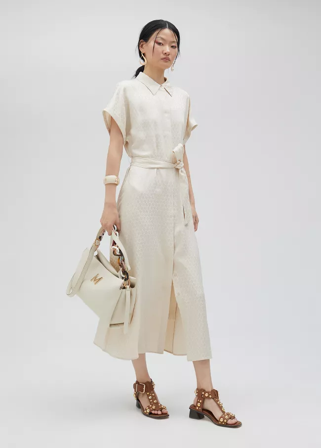 Vestido camisero satinado