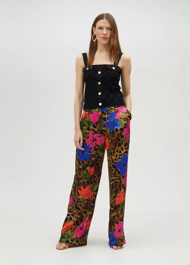 Pantalón fluido estampado animal