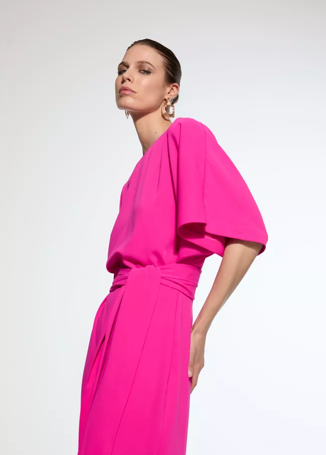 Vestido largo color fucsia