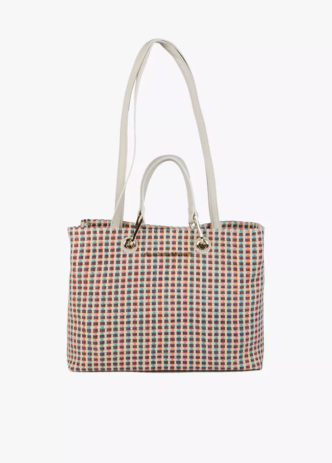 Multicoloured raffia-effect bag