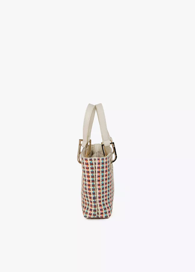 Mini multicoloured raffia-effect bag