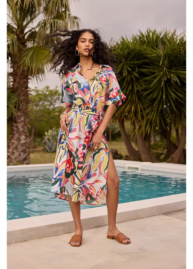 Vestido camisero con estampado floral