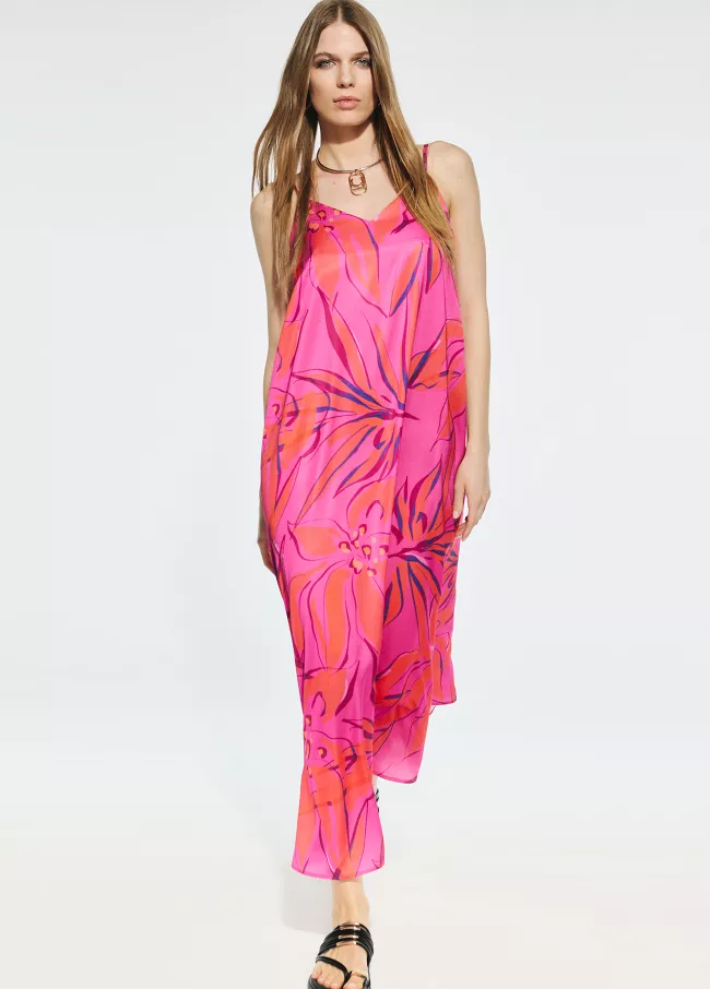 Vestido satén tirantes estampado