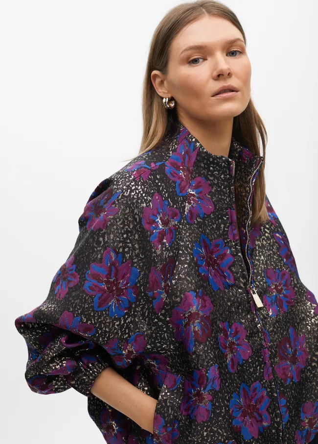 Bomber jacket in floral jacquard