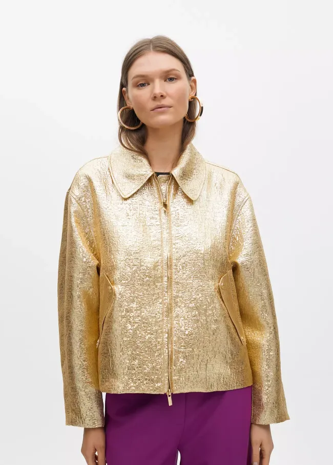 Bomber craquelada dorada