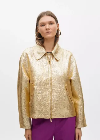 Bomber craquelada dorada