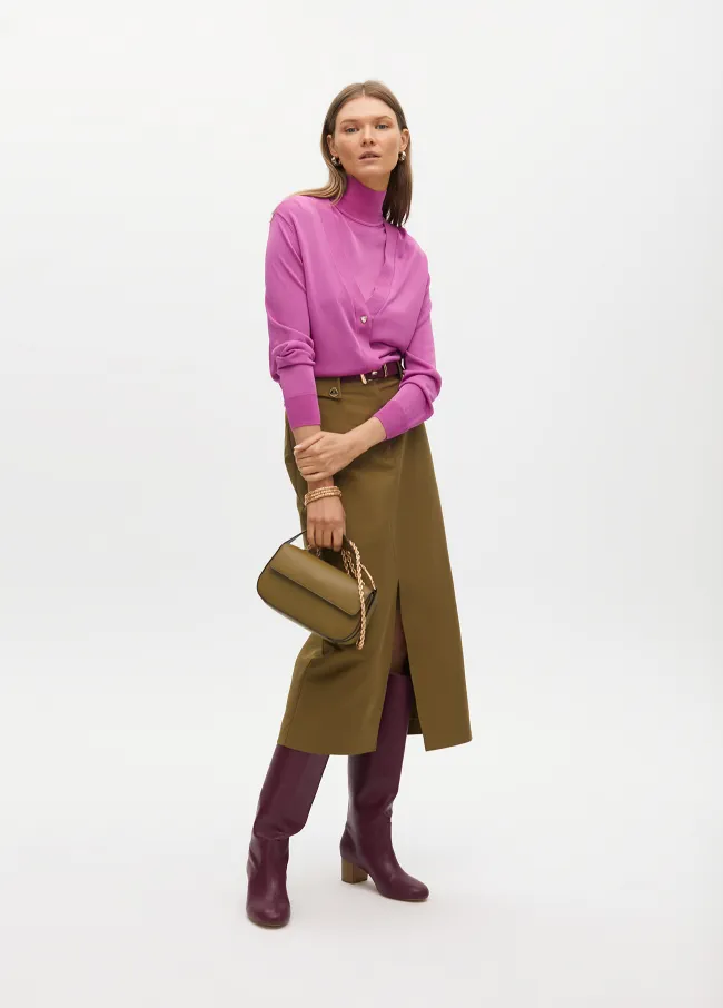 Cardigan cerrado con rib punto frío botones joya