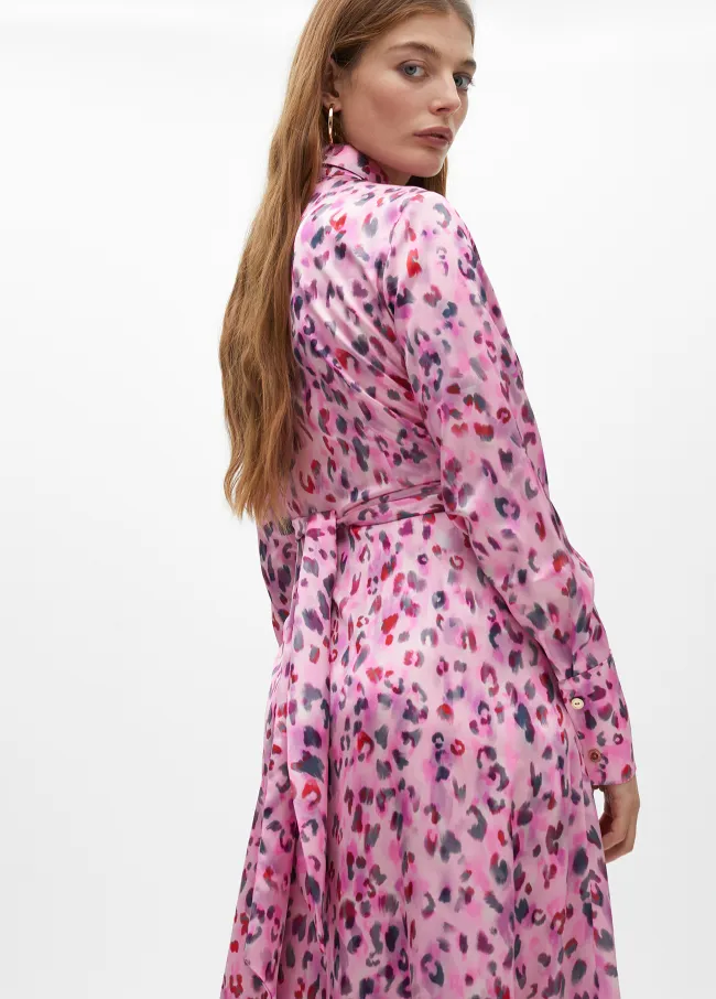 Animal print midi shirt dress