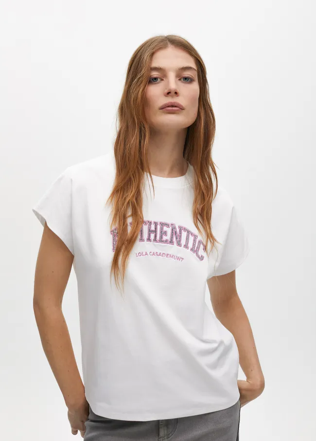 Camiseta estampado posicional manga sisa