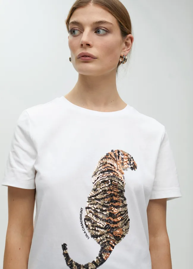 Camiseta tigre pedrería