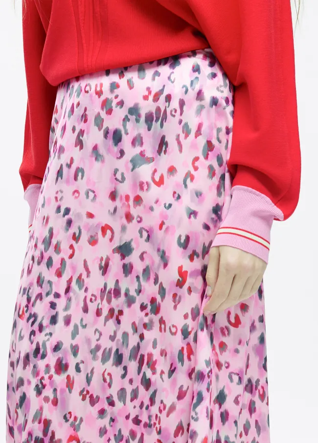 Animal print flared midi skirt