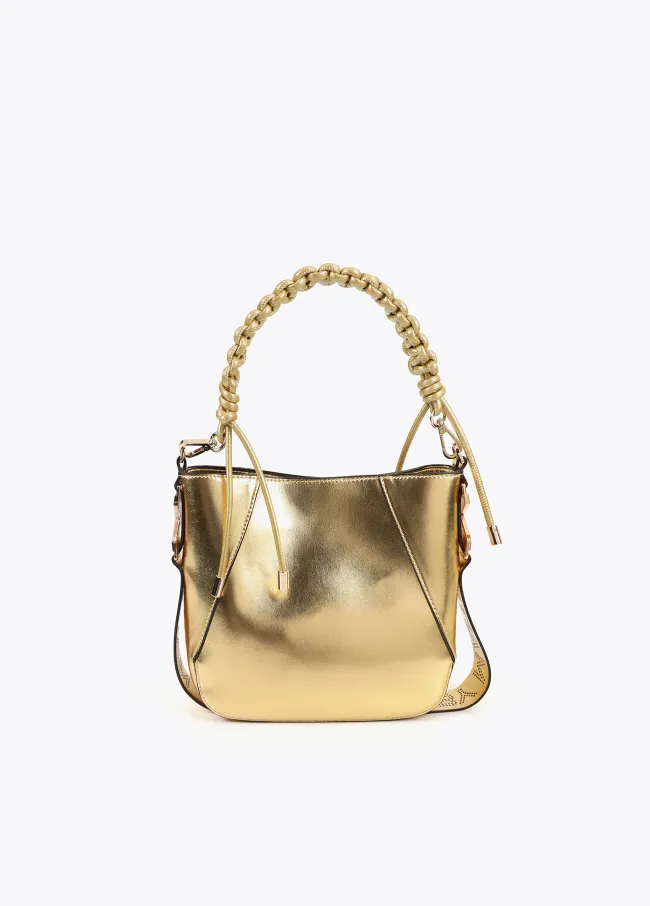 Faux leather bag with braided strap