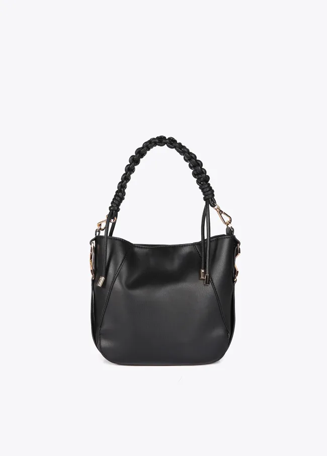 Faux leather bag with braided strap